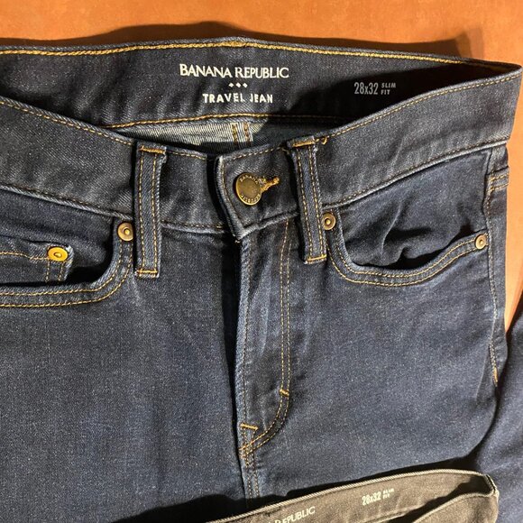 LOT OF 5 PAIRS! Banana Republic Traveler Jeans Men's SLIM 28X32, gorgeous - Picture 7 of 14